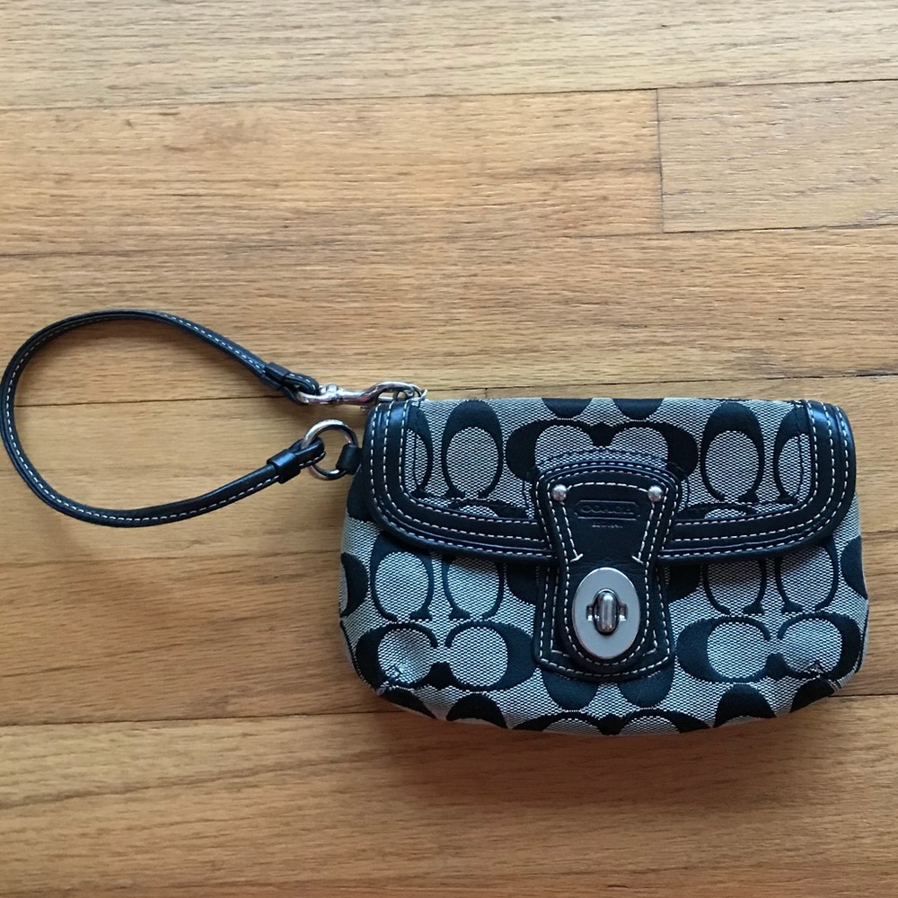 Black Coach Wristlet with Buckle